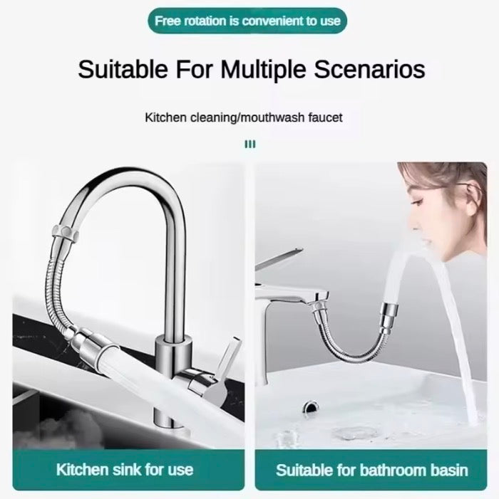 Universal Stainless Steel Faucet Extender with Anti-splash Head Nozzle Aerator And Extension Hose for Kitchen Sink