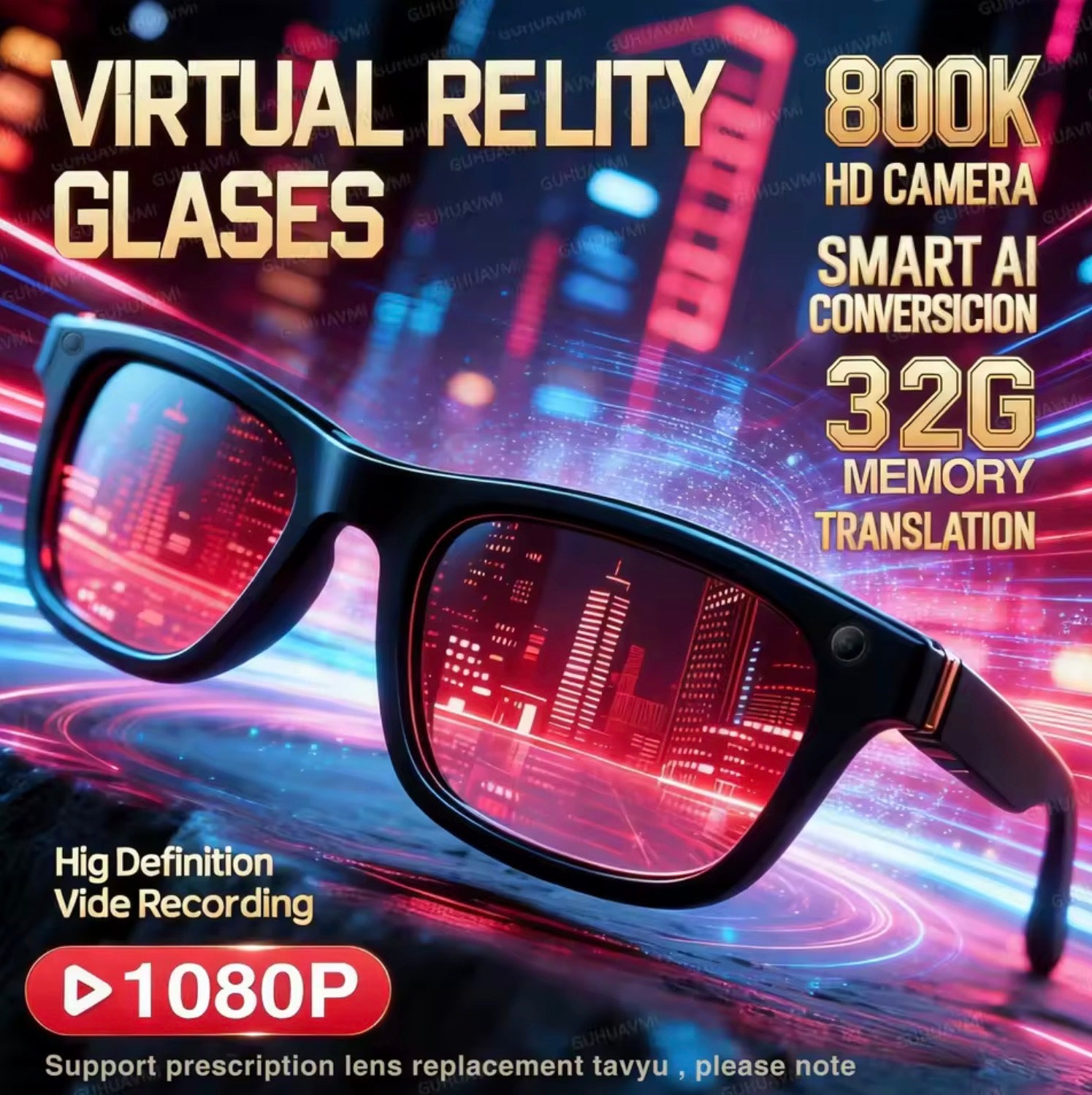 2026 New Smart AI Glasses 1080P HD Video Record Camera ChatGPT Bluetooth Call 32GB ROM Language Translation Music Sunglasses Men