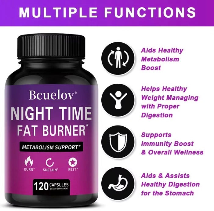 Best Nighttime Fat Burner - Thermogenic Fat Burner, Natural Appetite Suppressant and Metabolism Booster, Immune Health