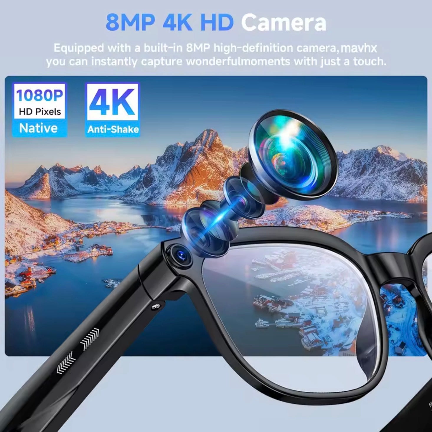 2026 New Smart AI Glasses 1080P HD Video Record Camera ChatGPT Bluetooth Call 32GB ROM Language Translation Music Sunglasses Men